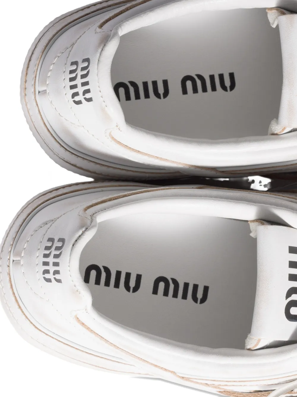 Miu Gymnasium leather sneakers with strap and buckle