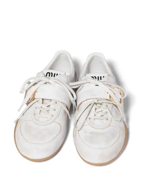 Miu Miu Gymnasium Leather Sneakers | White | FARFETCH