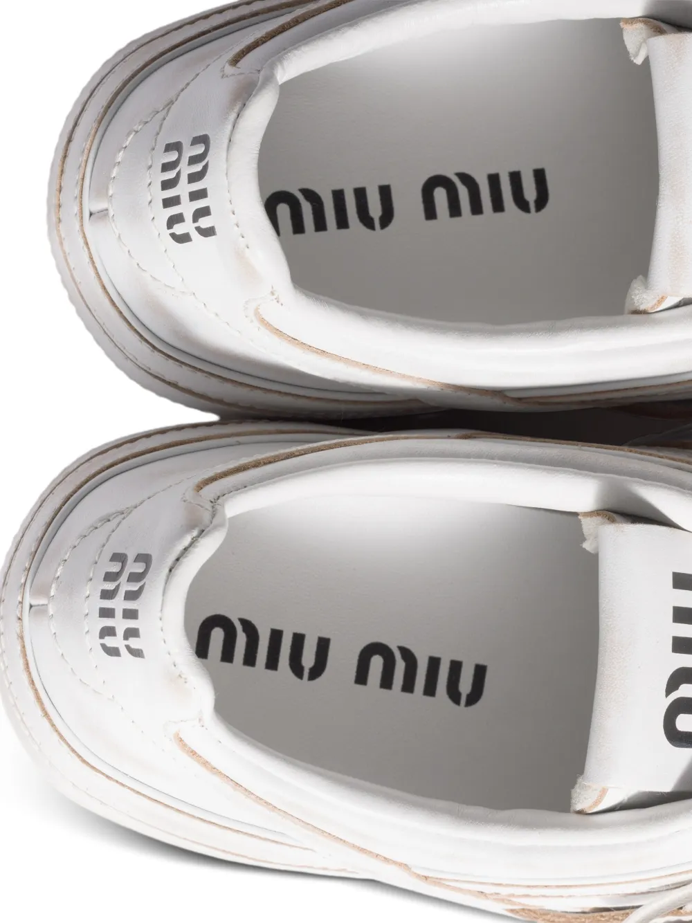 Miu Miu Gymnasium Leather Sneakers | White | FARFETCH