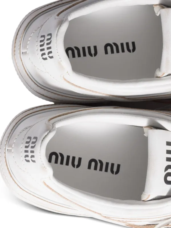 Miu Miu Gymnasium Leather Sneakers | White | FARFETCH SG
