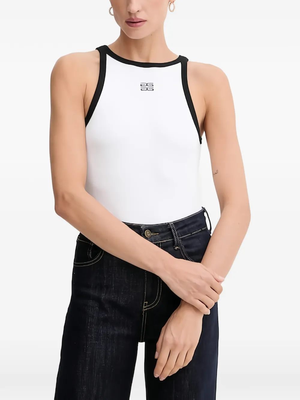 Gestuz contrast-trim sleeveless top - Weiß