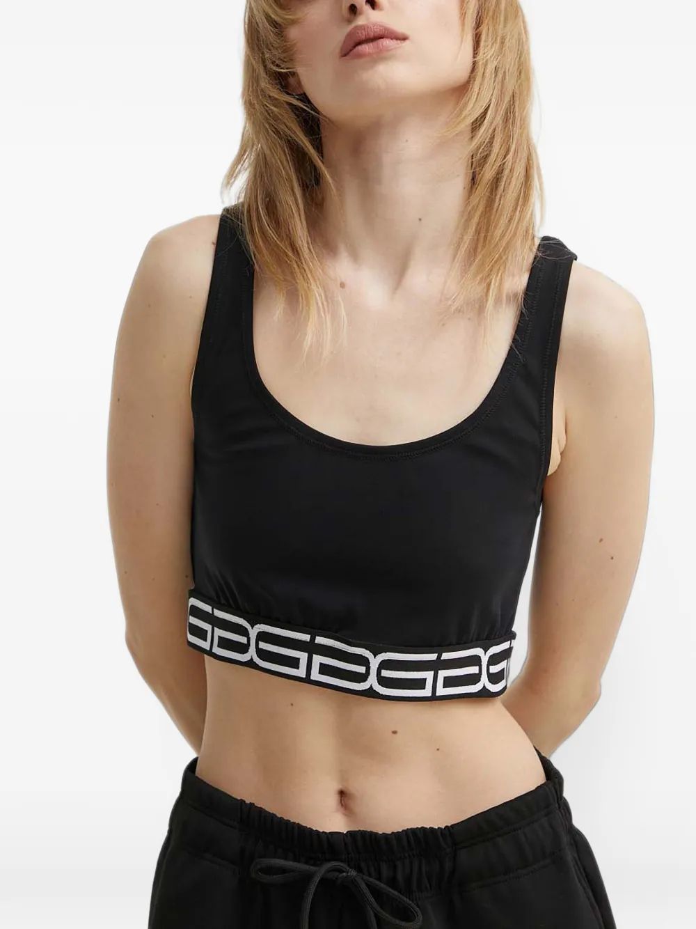 Gestuz logo-trim crop top Zwart