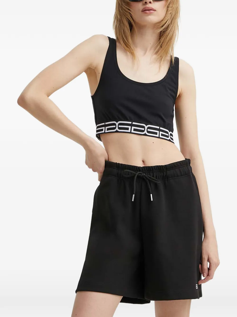 Gestuz logo-trim crop top Zwart