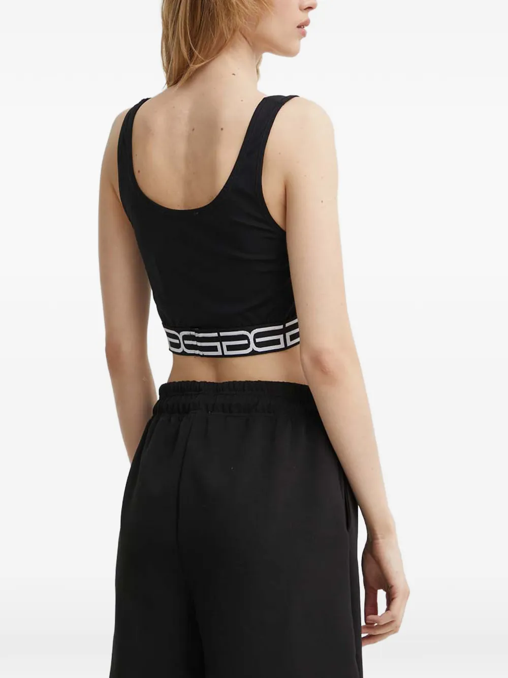 Gestuz logo-trim crop top Zwart