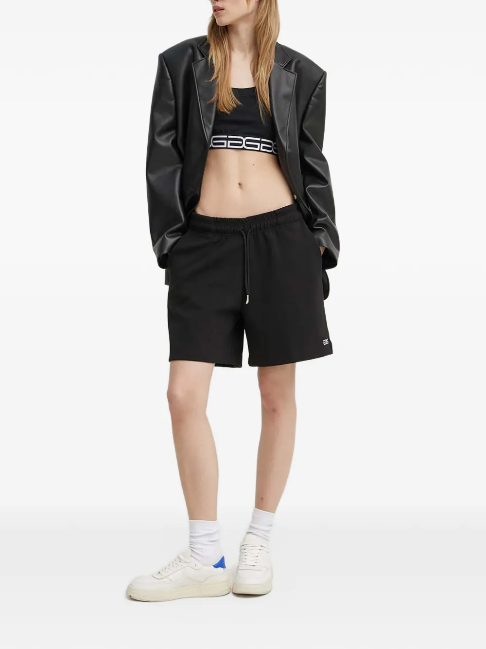 Gestuz logo-trim crop top Zwart