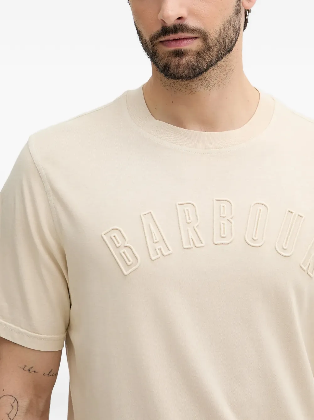 Barbour T-shirt met logo-reliëf Beige