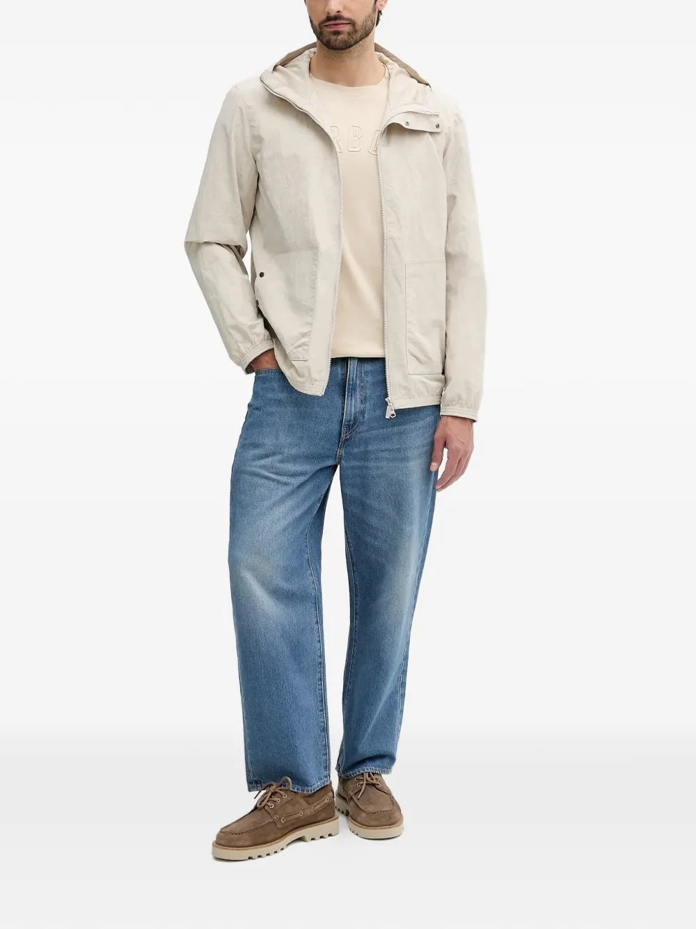 Barbour T-shirt met logo-reliëf Beige