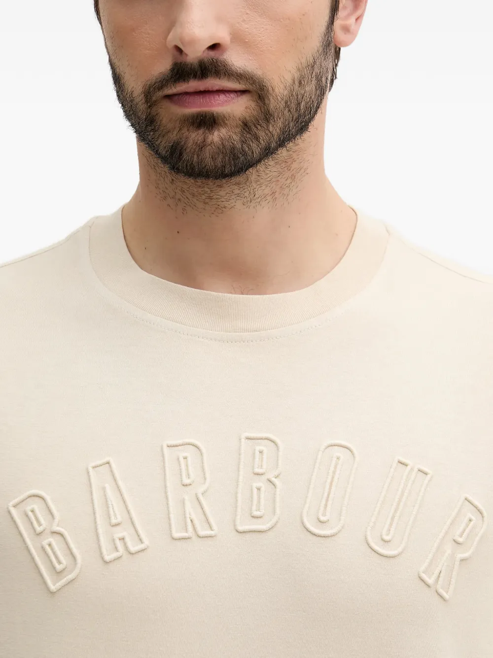 Barbour T-shirt met logo-reliëf Beige