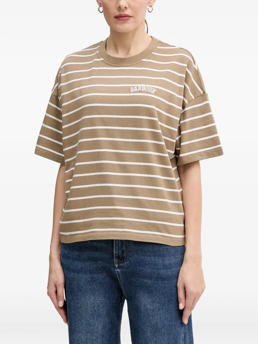Barbour striped logo t-shirt - Toni neutri