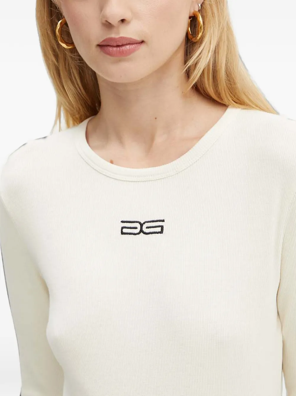 Gestuz embroidered-logo T-shirt Beige