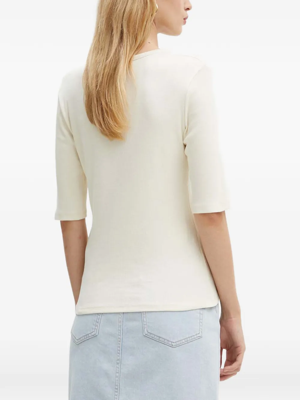 Gestuz embroidered-logo T-shirt Beige