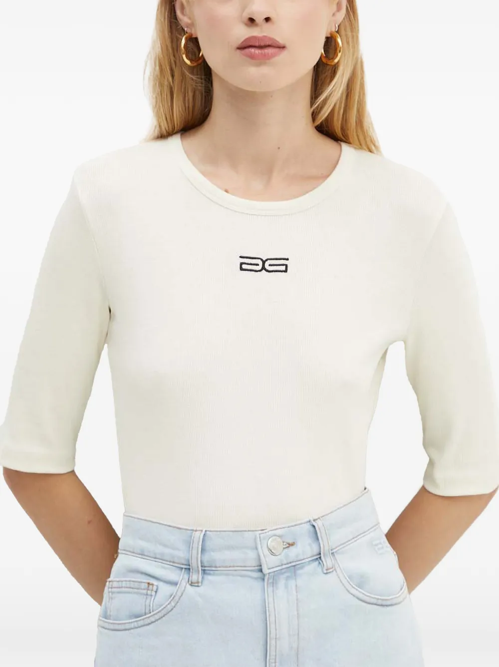 Gestuz embroidered-logo T-shirt - Tons neutres Gestuz embroidered-logo T-shirt - Tons neutres
