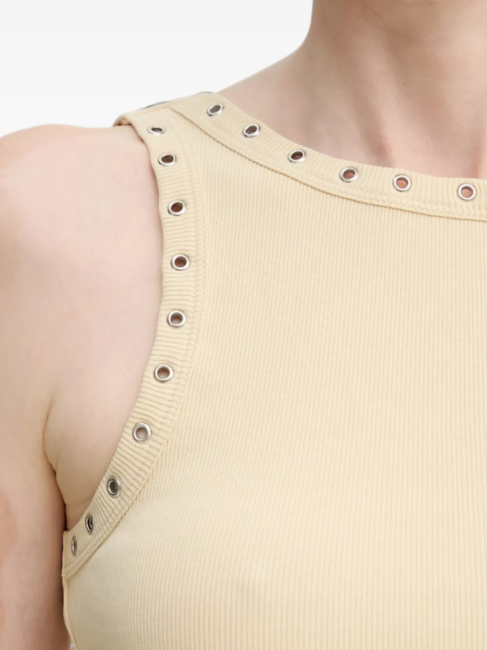 Gestuz Geribbelde top met ringlets Beige