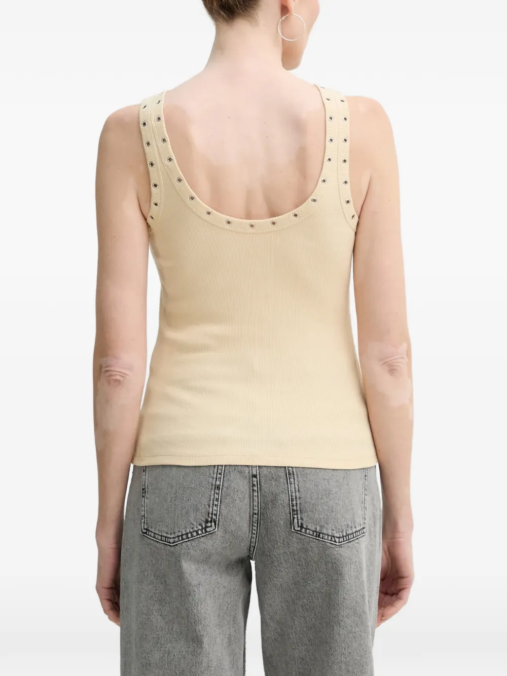 Gestuz Geribbelde top met ringlets Beige