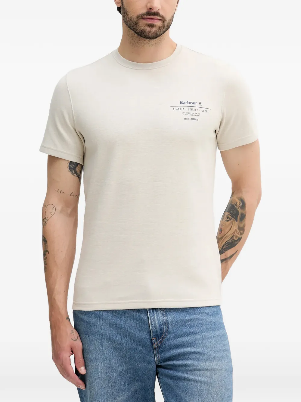 Barbour T-Shirt mit Logo-Print - Nude