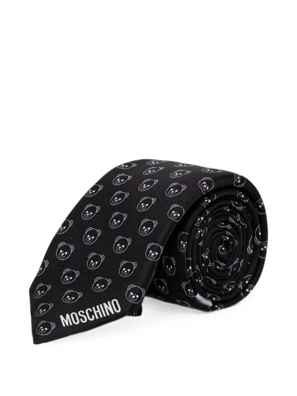 Moschino teddy bear-pattern silk tie - Nero