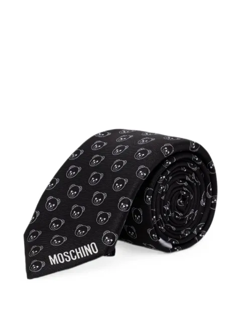 Moschino teddy bear-pattern silk tie