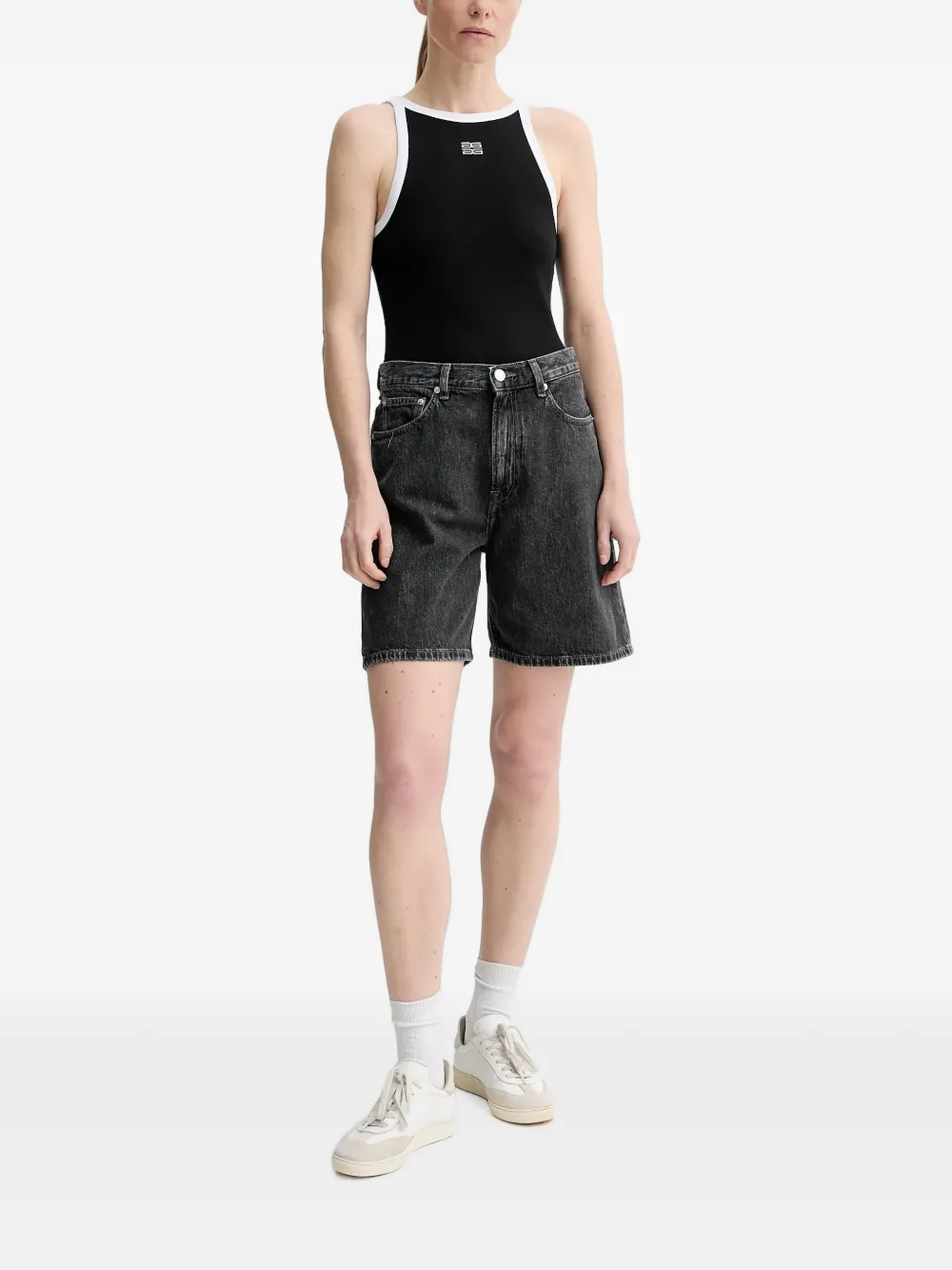 Gestuz embroidered-logo tank top Zwart