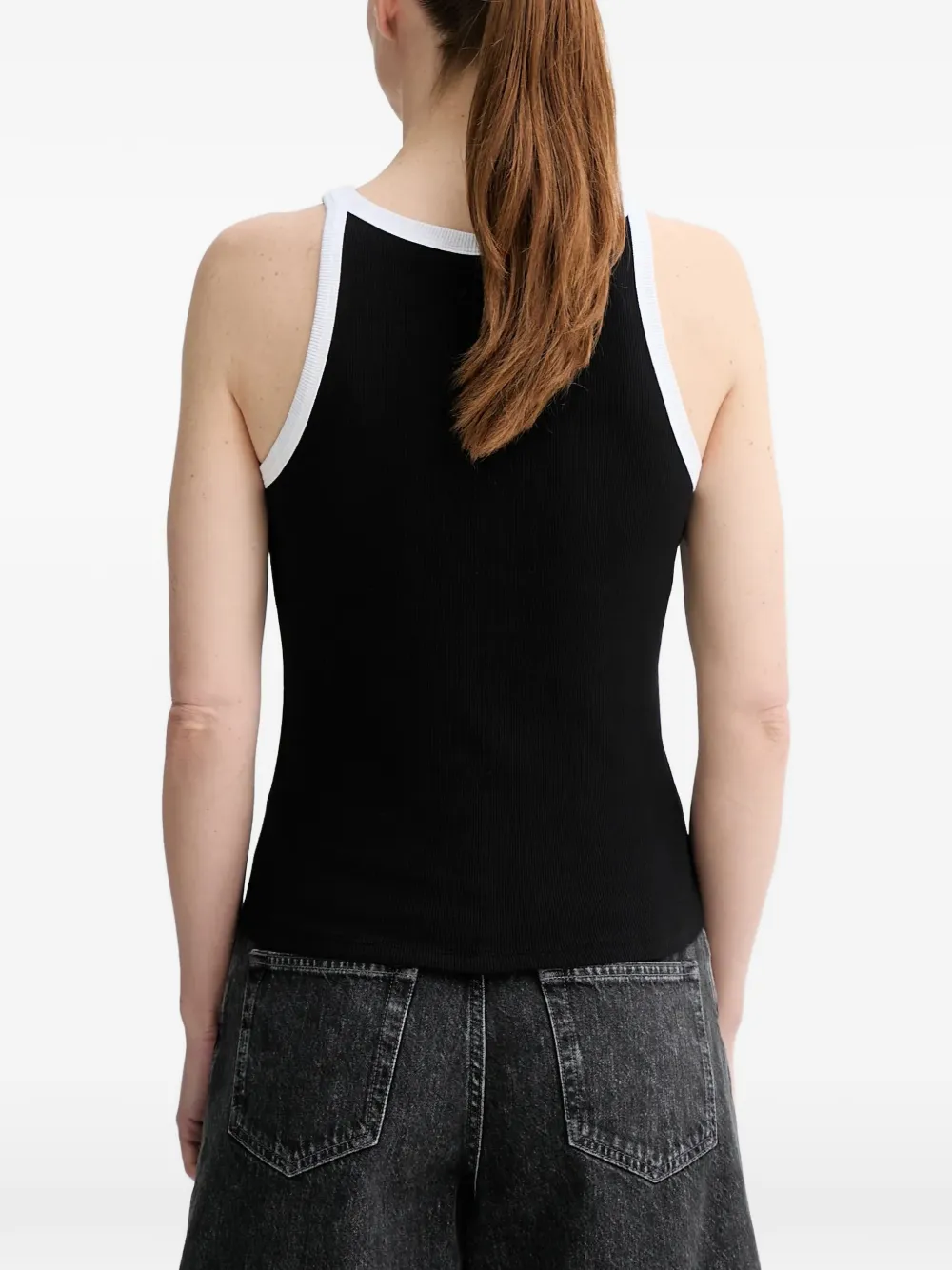 Gestuz embroidered-logo tank top Zwart