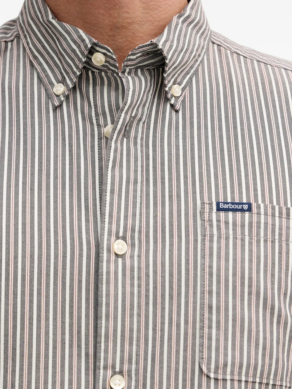 Barbour Longfield gestreept overhemd met opgestikte zak Grijs