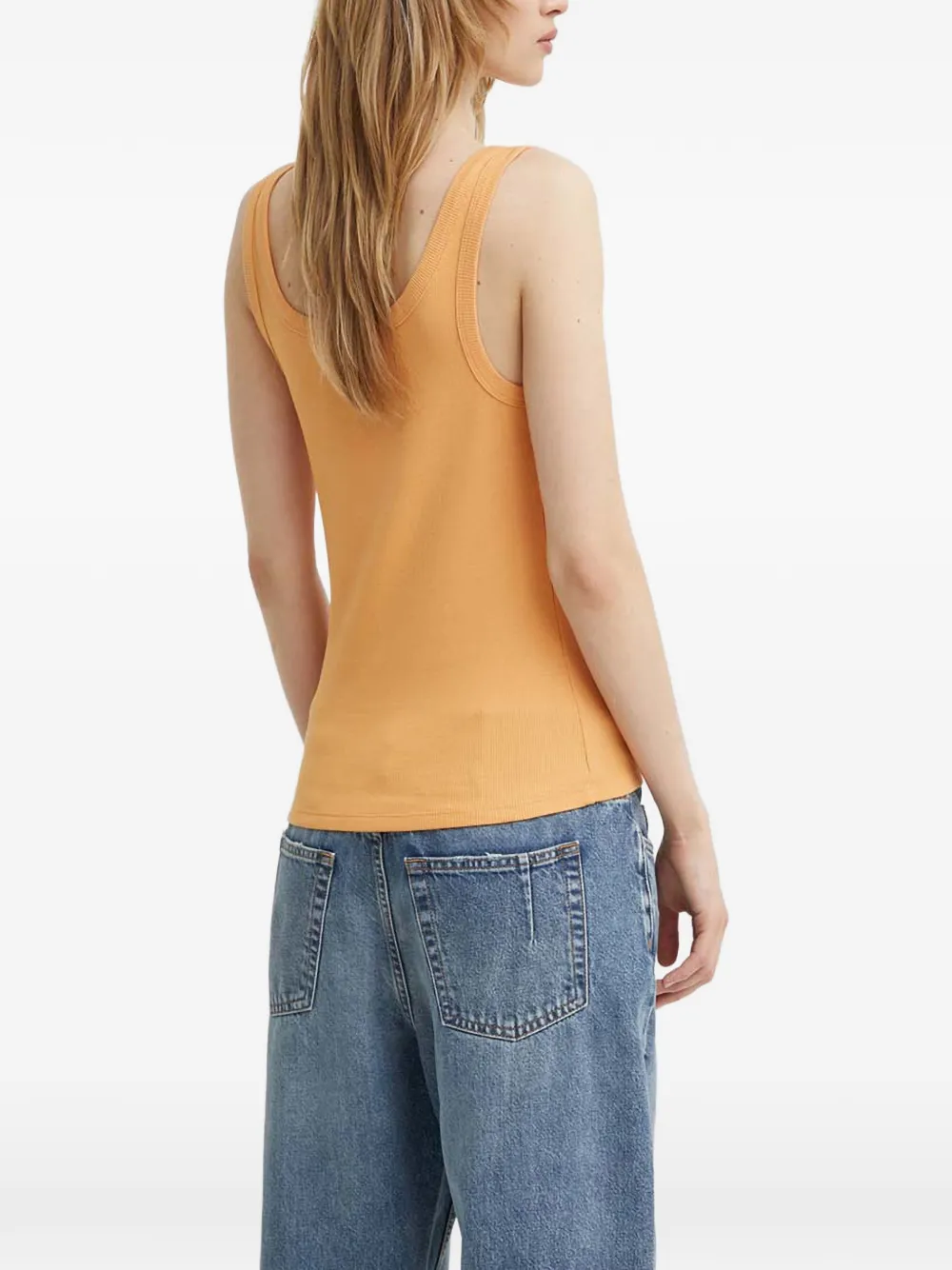 Gestuz Geribbelde tanktop met borduurwerk Oranje