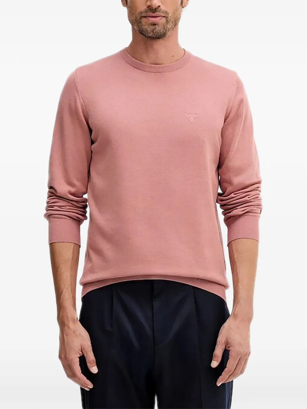 Barbour embroidered-logo crew-neck sweater - Rosa