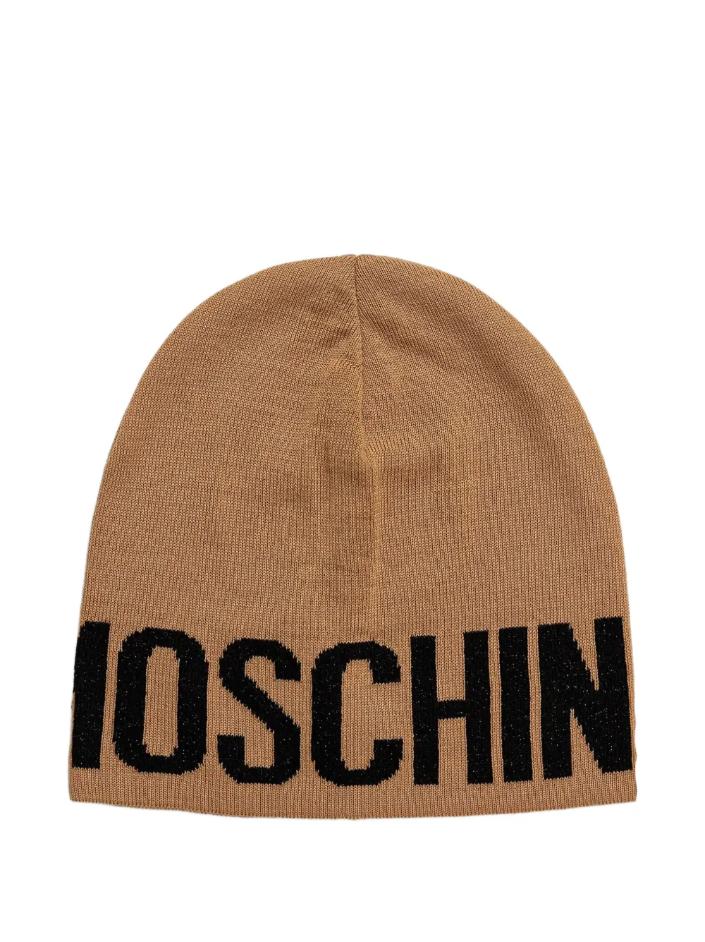 Moschino logo-intarsia beanie hat - Marrone