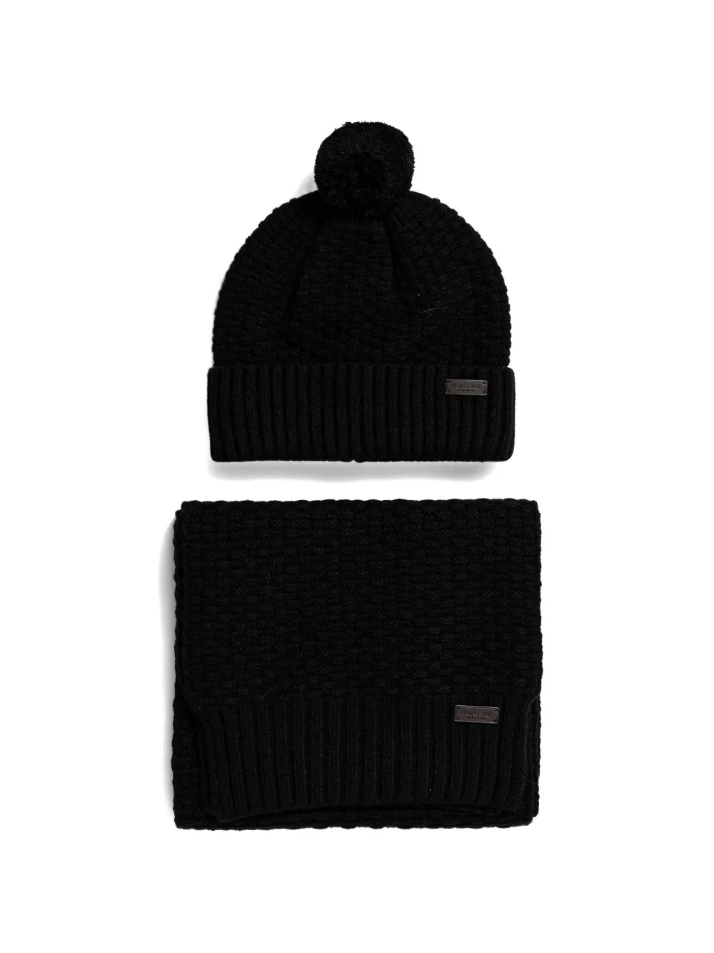 Barbour pom-pom chunky-knit beanie hat - Nero