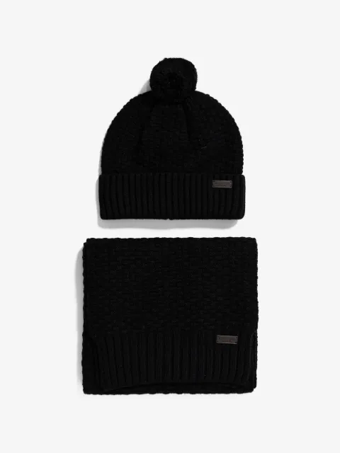 Barbour gorro de tejido grueso con pompón