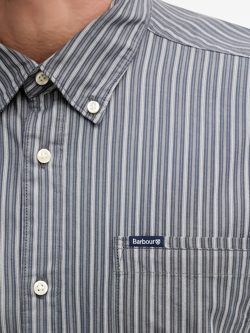 Barbour Gestreept overhemd met zak Grijs