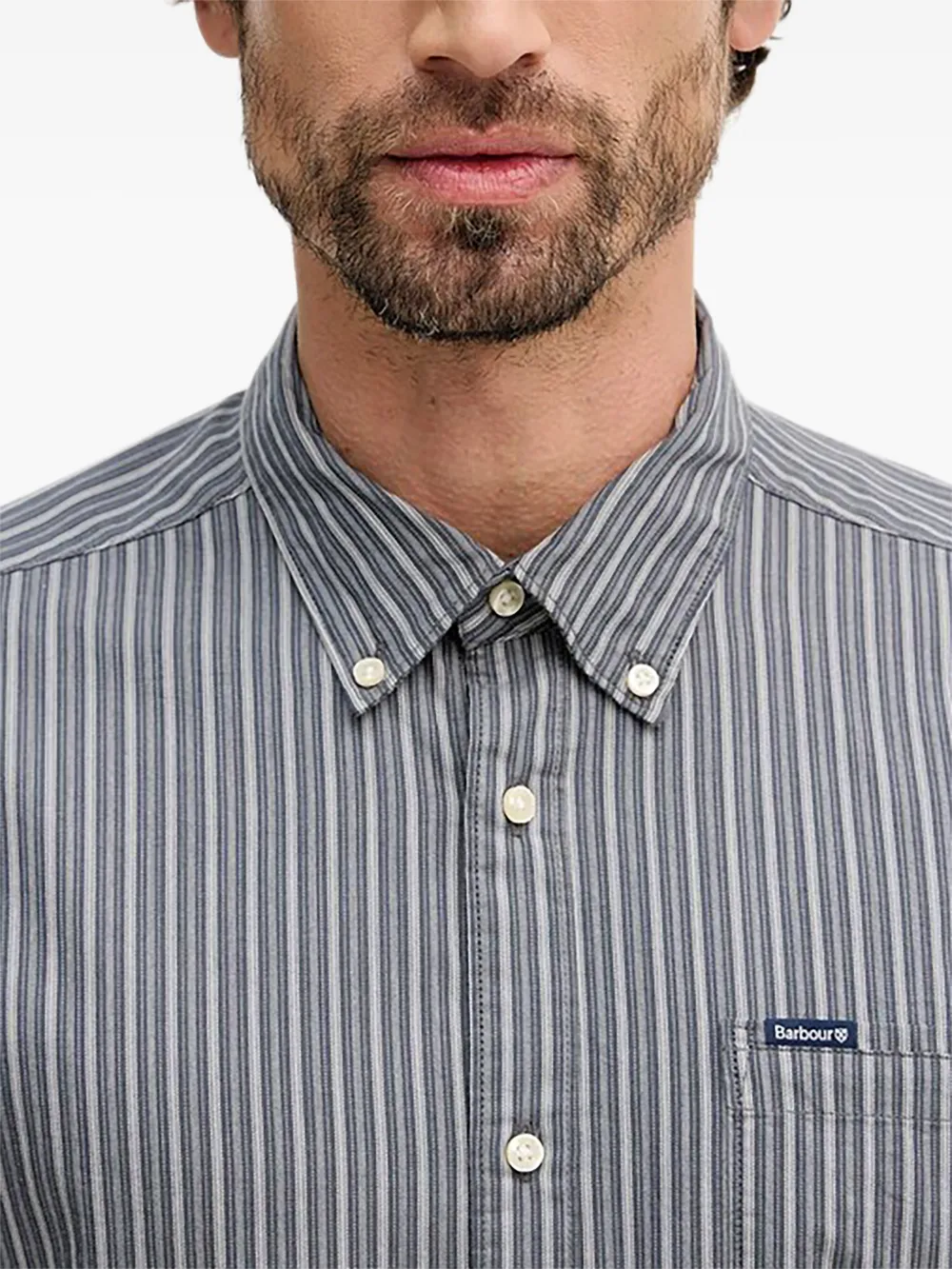 Barbour Gestreept overhemd met zak Grijs