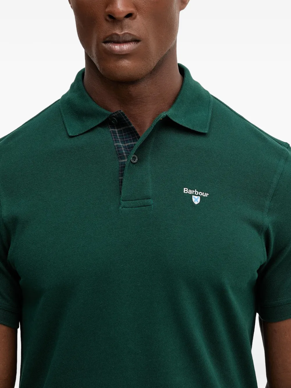 Barbour Tartan Pique checked-trim polo shirt Groen