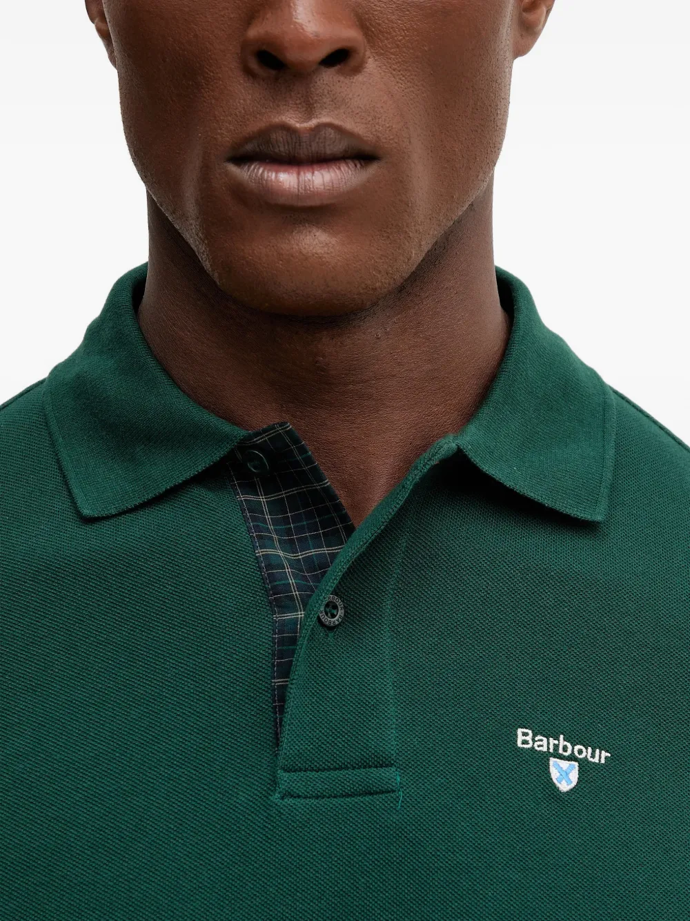 Barbour Tartan Pique checked-trim polo shirt Groen