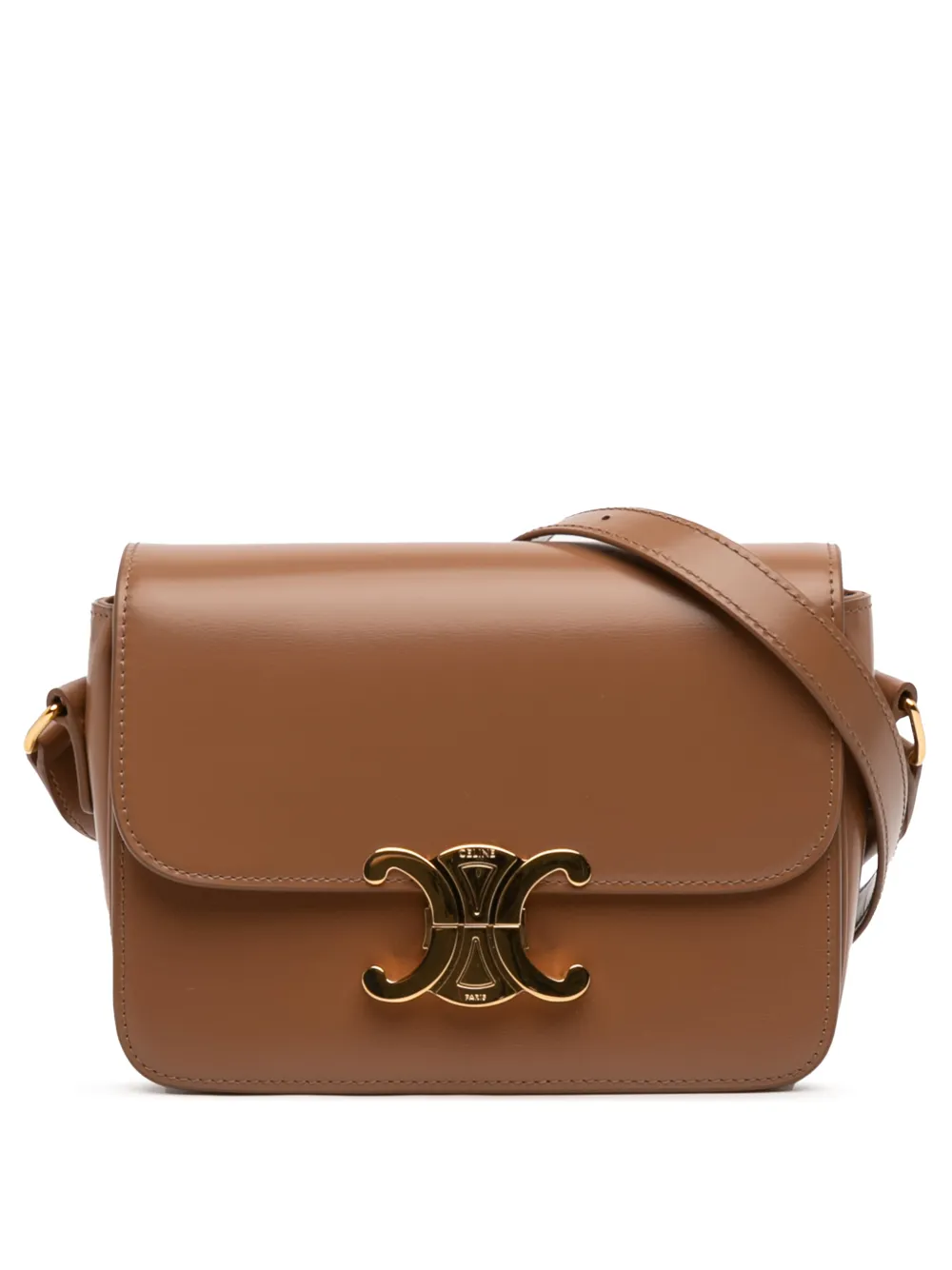 Celine Pre-Owned 2024 Teen Shiny Calfskin Triomphe crossbody bag - Brown