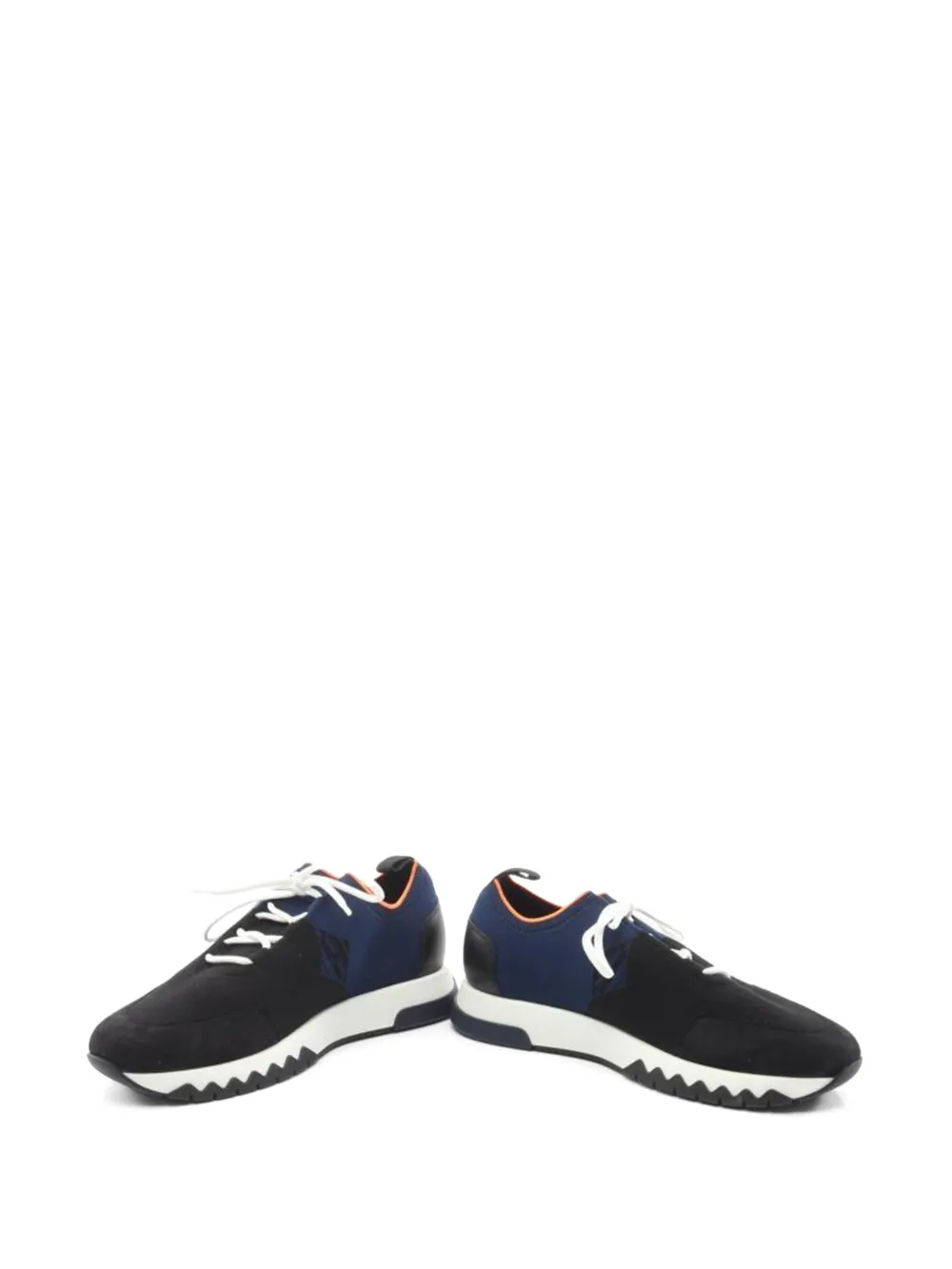  Hermès Pre-owned 2010s Knit Fabric Suede Sneakers - Black 