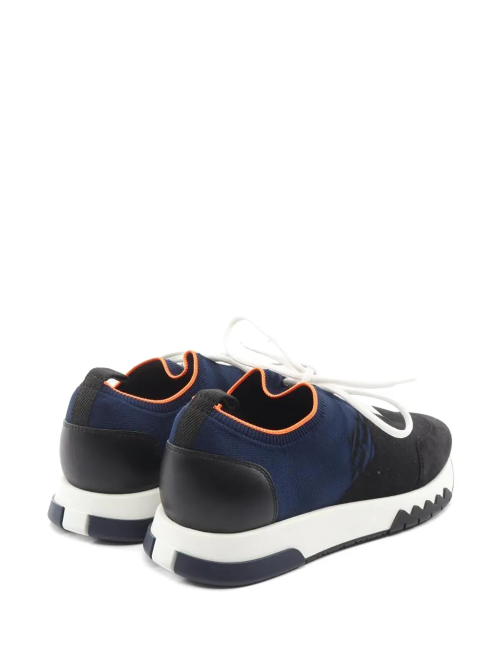  Hermès Pre-owned 2010s Knit Fabric Suede Sneakers - Black 