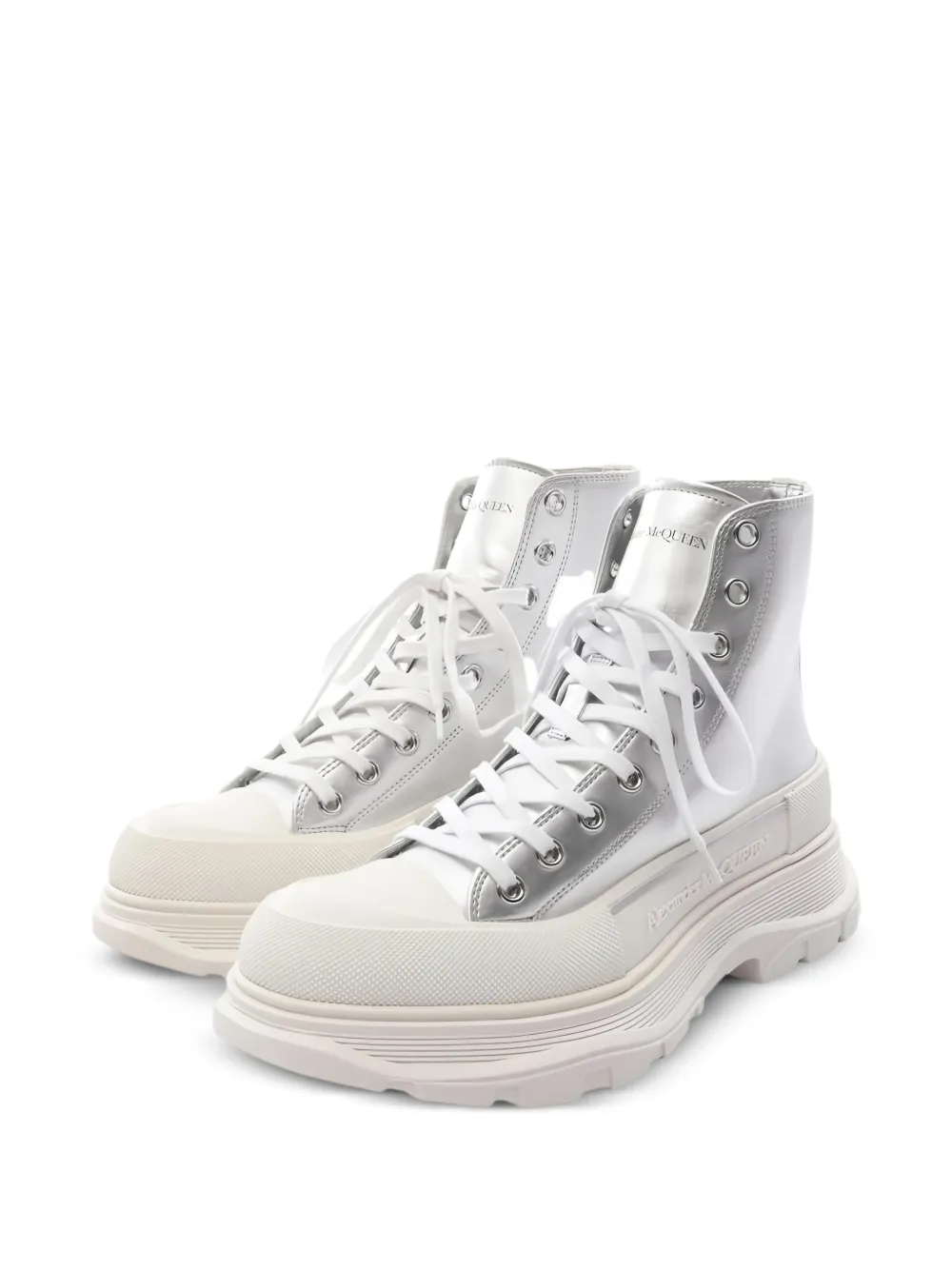 Alexander McQueen Pre-Owned 2020s high-cut leather sneakers - Silber