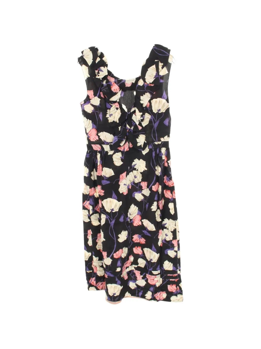 Prada Pre-Owned 2010s floral-print frill mini dress - Black