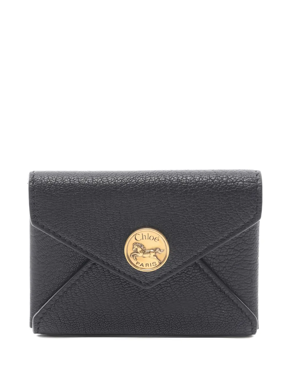 Pre-owned Chloé 2010s Envelope Leather Wallet In Black