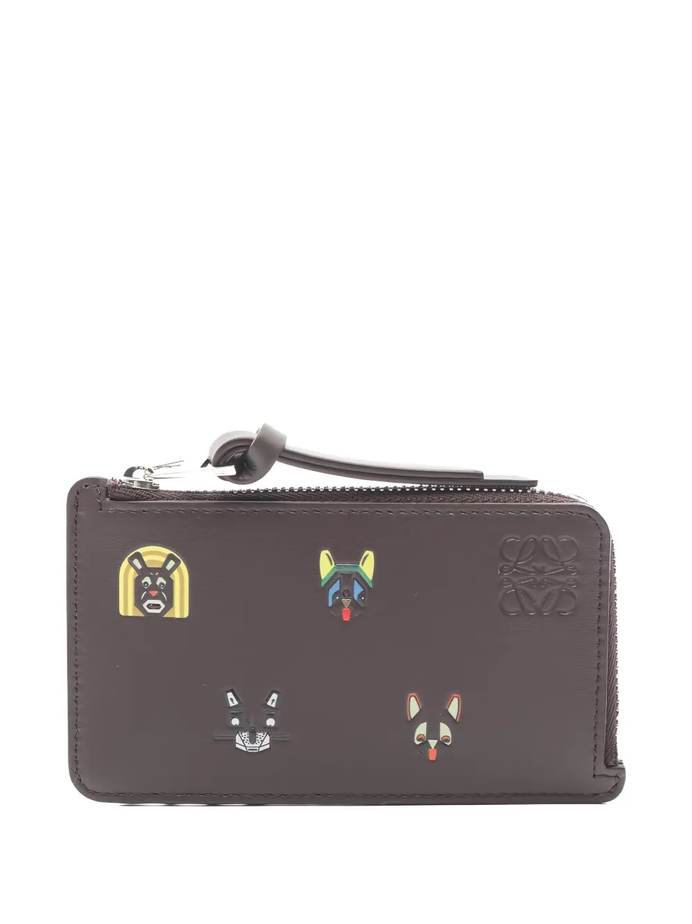 Pre-owned Loewe 2020s X Louis Wain Cats Leather Card Holder In Brown