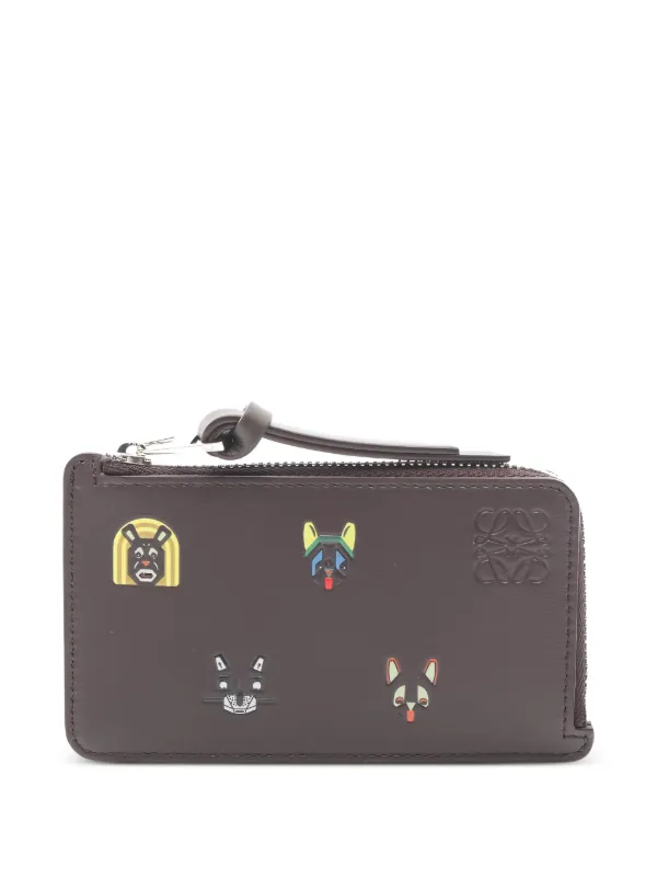 Loewe Pre-owned 2020s X Louis Wain Cats Leather Card Holder in Brown