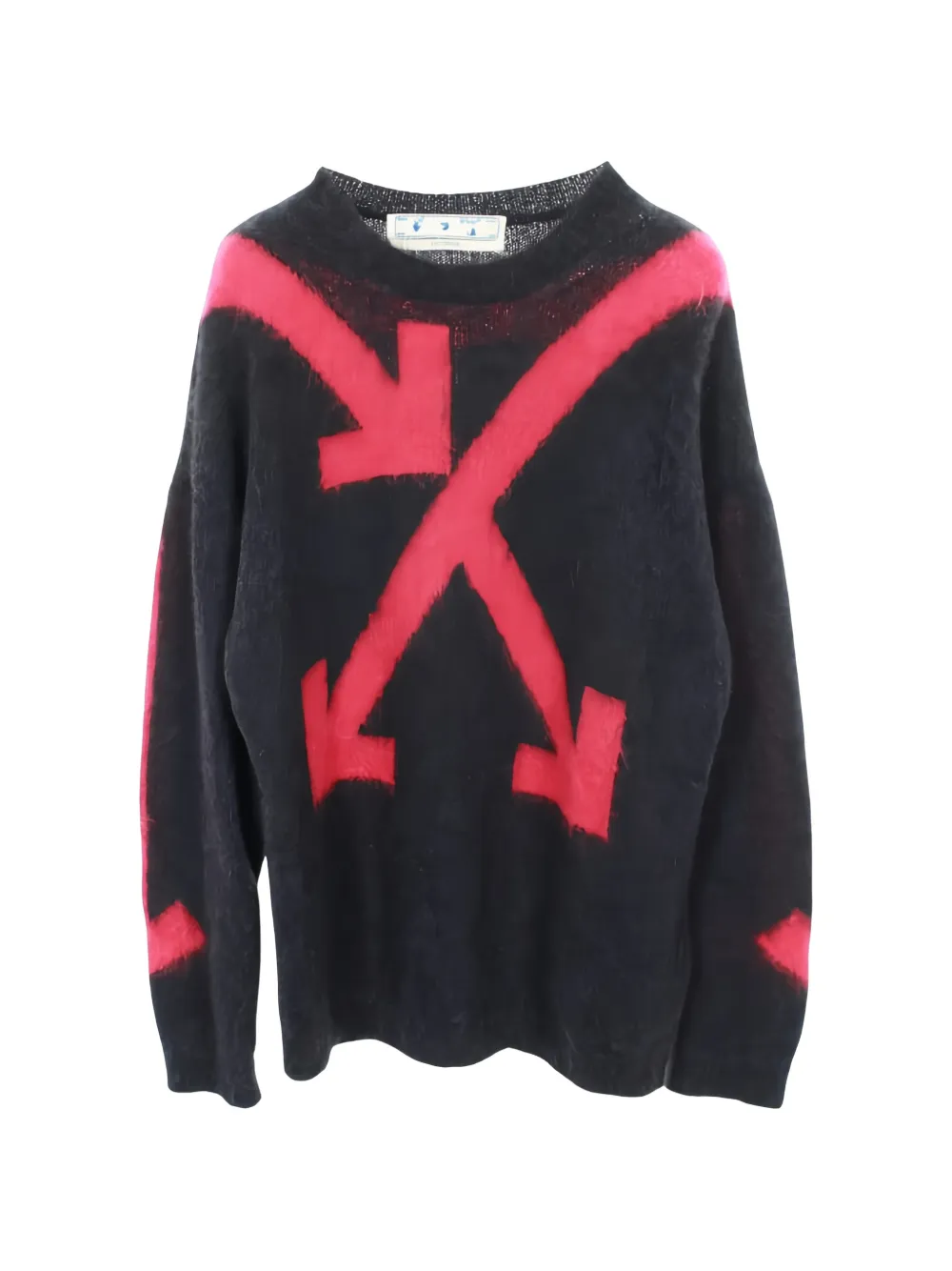Pre-owned Off-white 2010s Mohair Arrow Knit Crew Neck In Gray