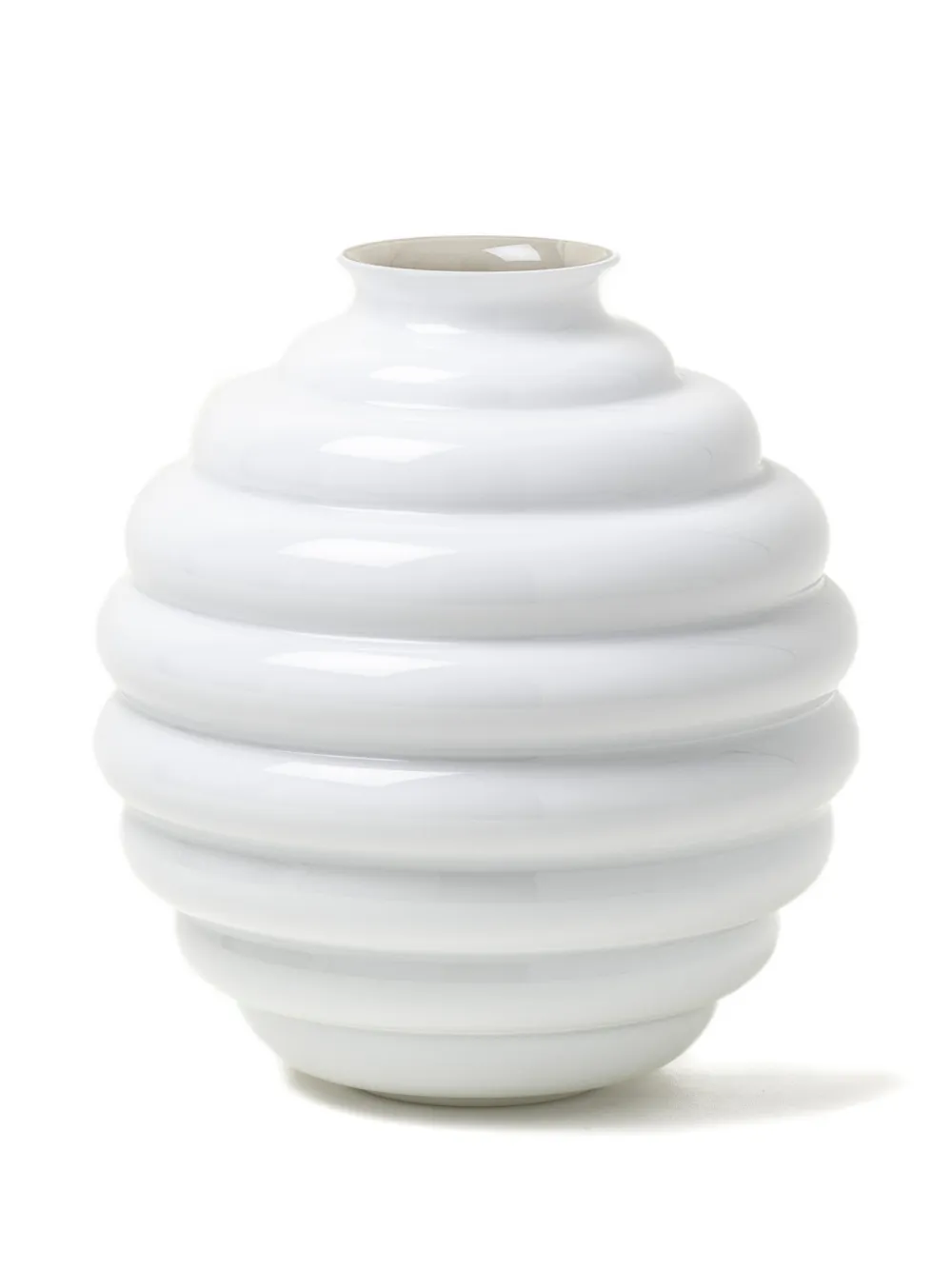 Venini Deco ribbed globe vase - Weiß