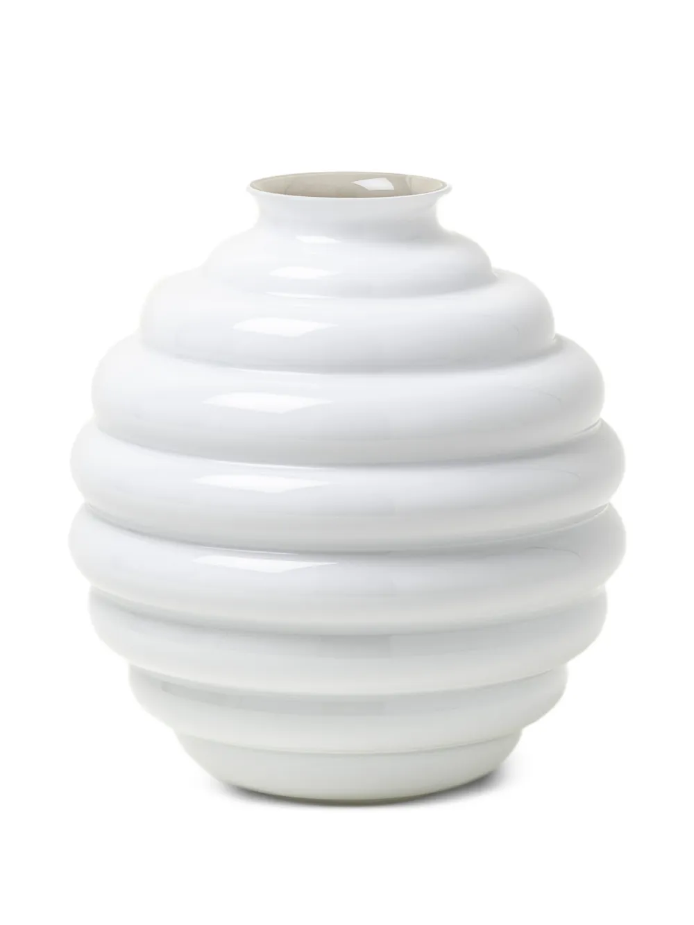 Venini Deco ribbed globe vase - Bianco