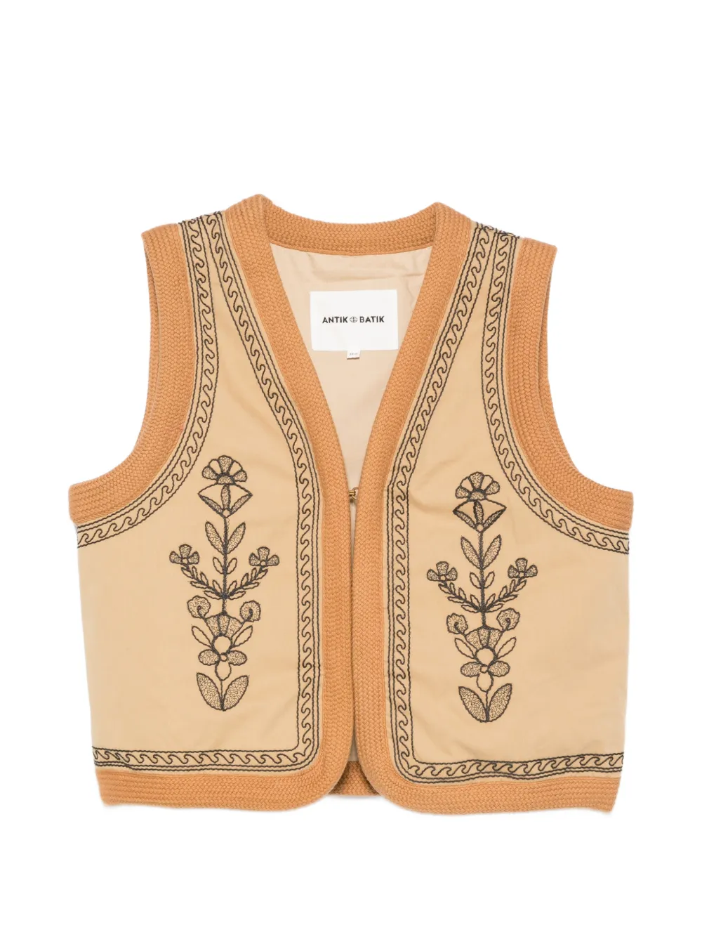 Antik Batik Maria floral-embroidered waistcoat - Neutrals