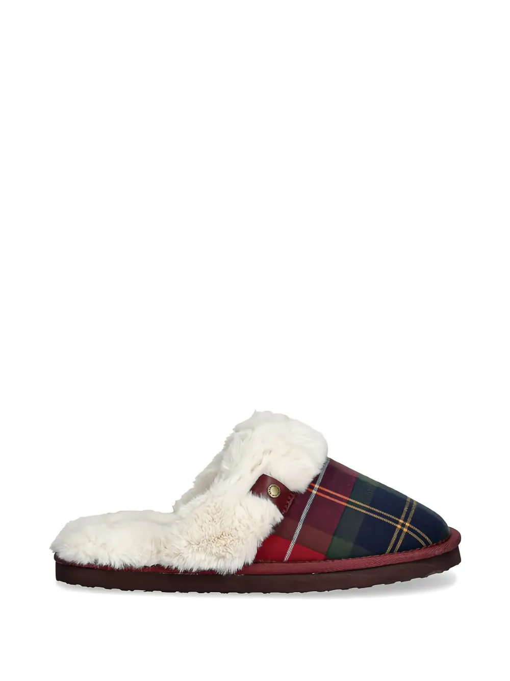 Barbour tartan faux-fur slippers - Rosso
