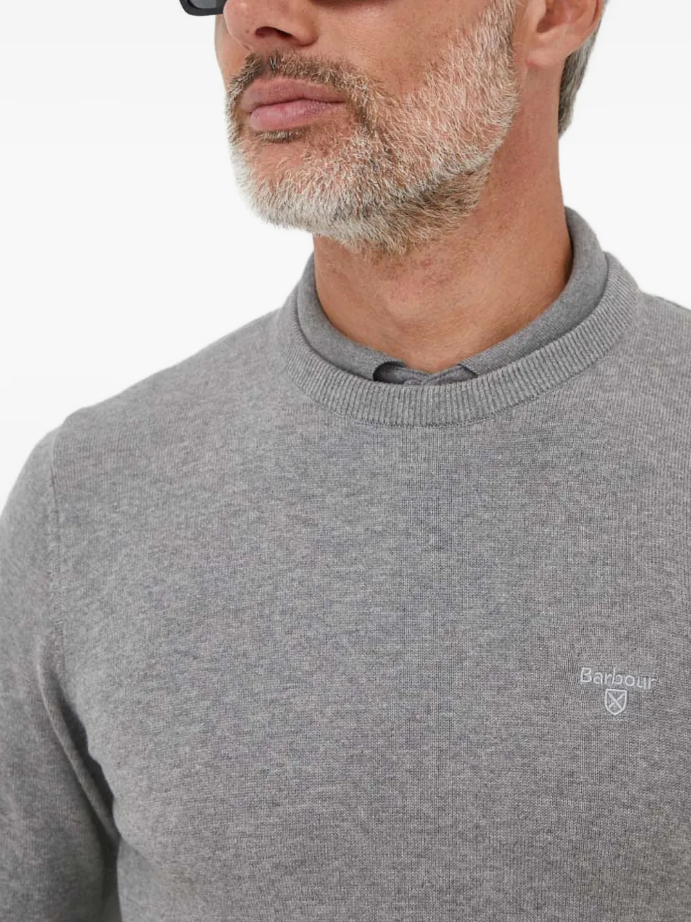 Barbour Pima trui met geborduurd logo Grijs