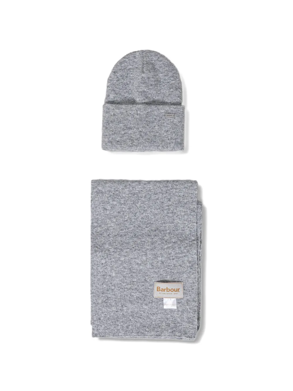 Barbour logo-plaque beanie hat and scarf set - Grigio