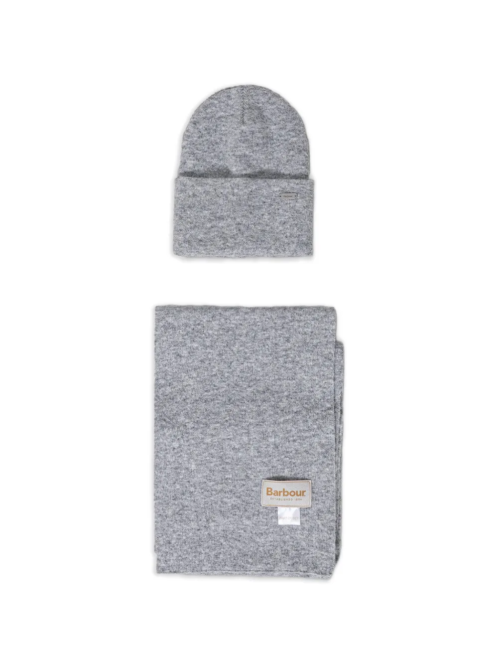 Barbour logo-plaque beanie hat and scarf set - Grigio