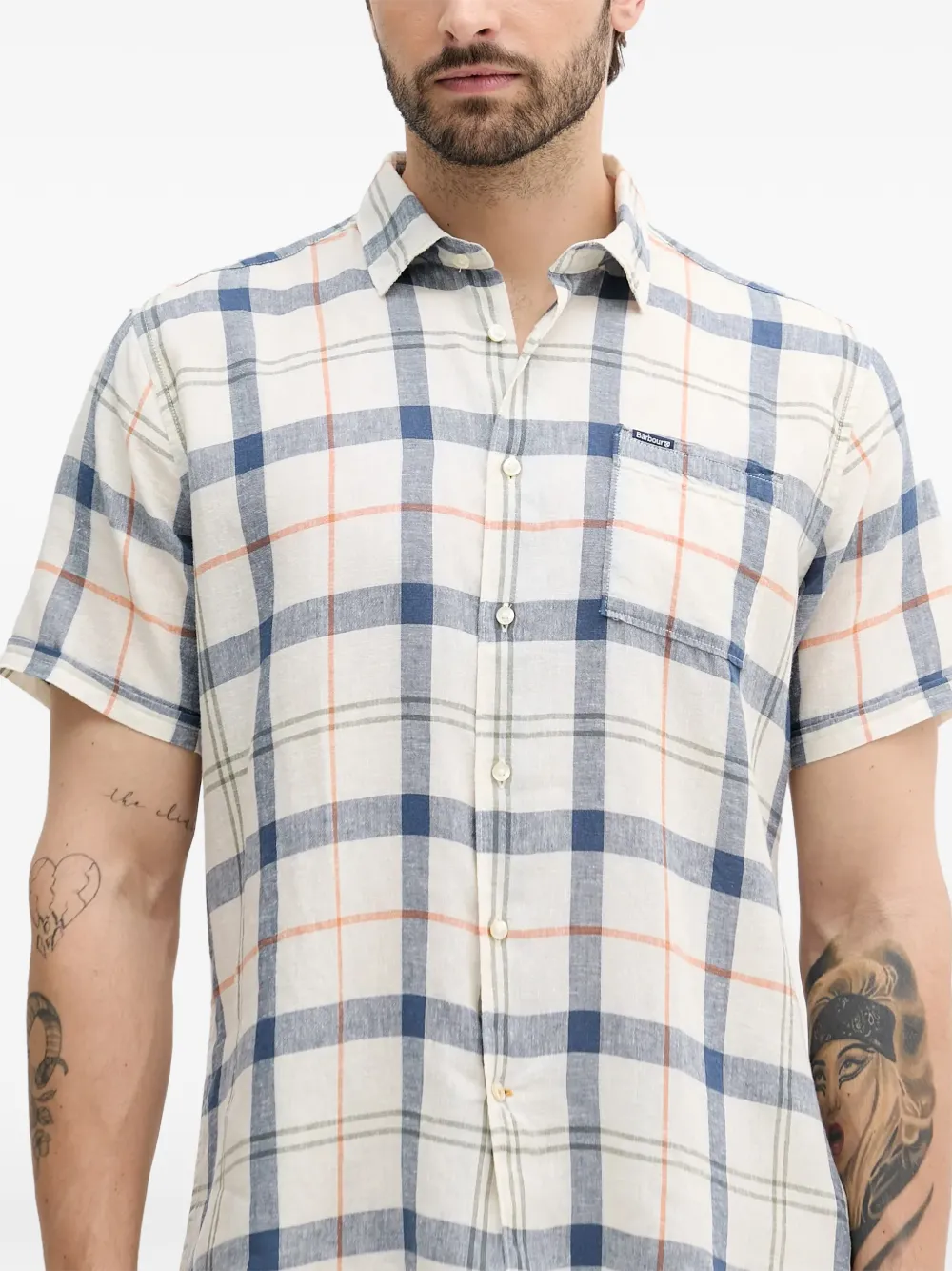 Barbour Croft check-print short-sleeve shirt Beige